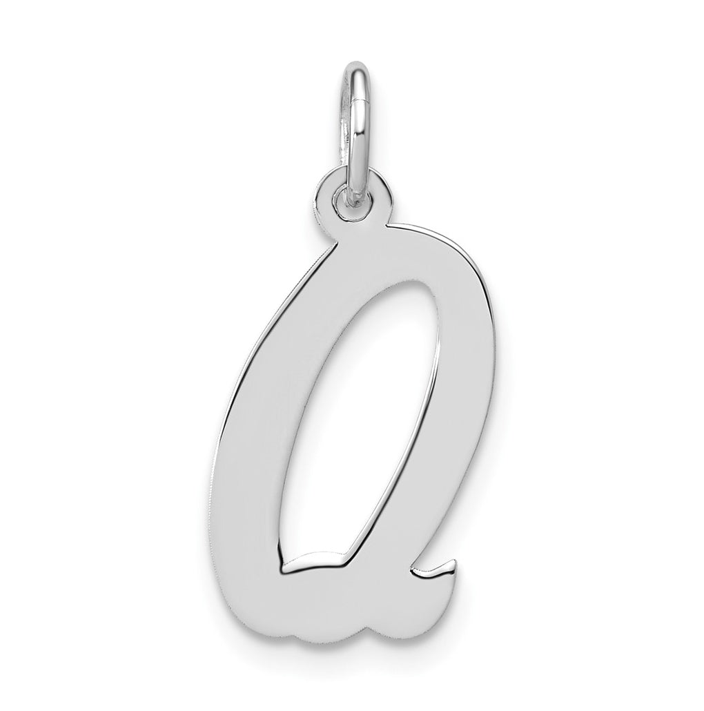 Sterling Silver Rhodium-plated Script Letter Initial Charm – Elegant Jewelry Gift for Birthday, Anniversary, Engagement, Wedding