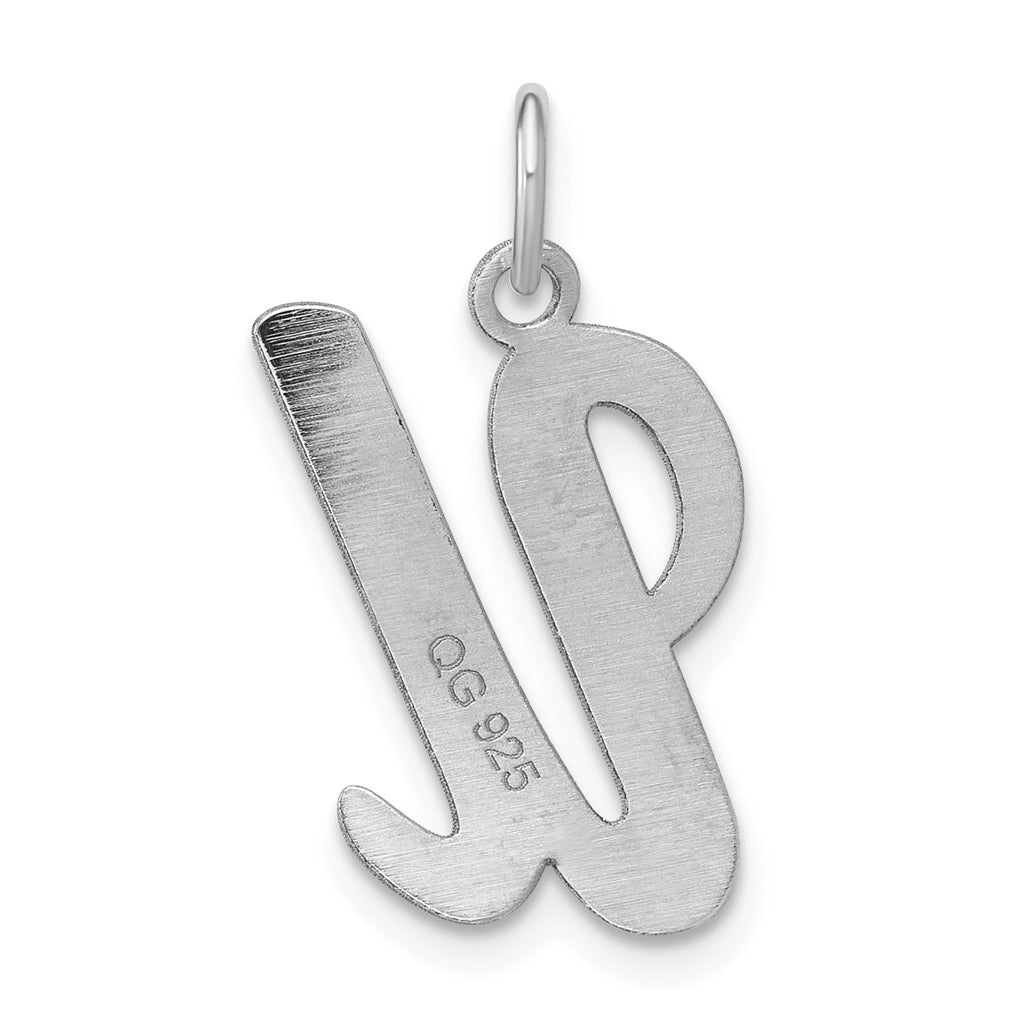 Sterling Silver Rhodium-plated Script Letter Initial Charm – Elegant Jewelry Gift for Birthday, Anniversary, Engagement, Wedding