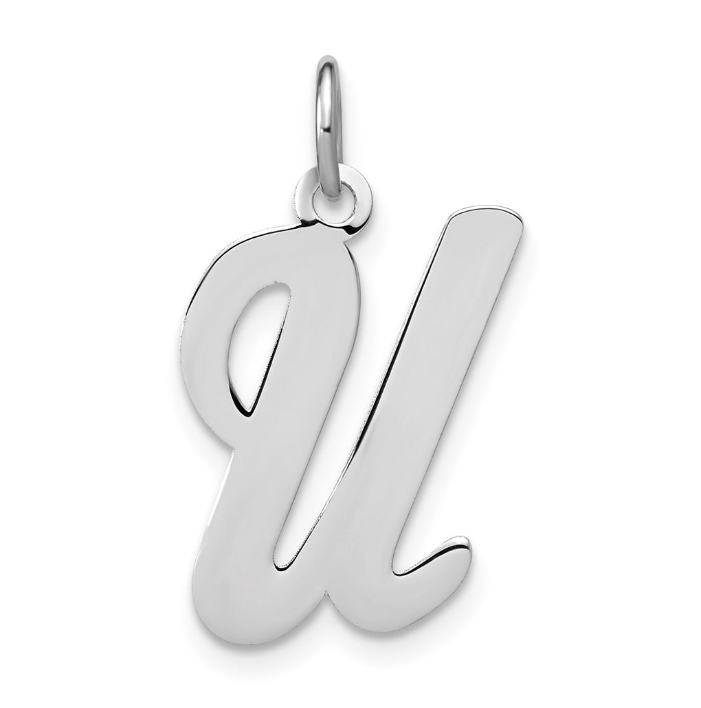 Sterling Silver Rhodium-plated Script Letter Initial Charm – Elegant Jewelry Gift for Birthday, Anniversary, Engagement, Wedding