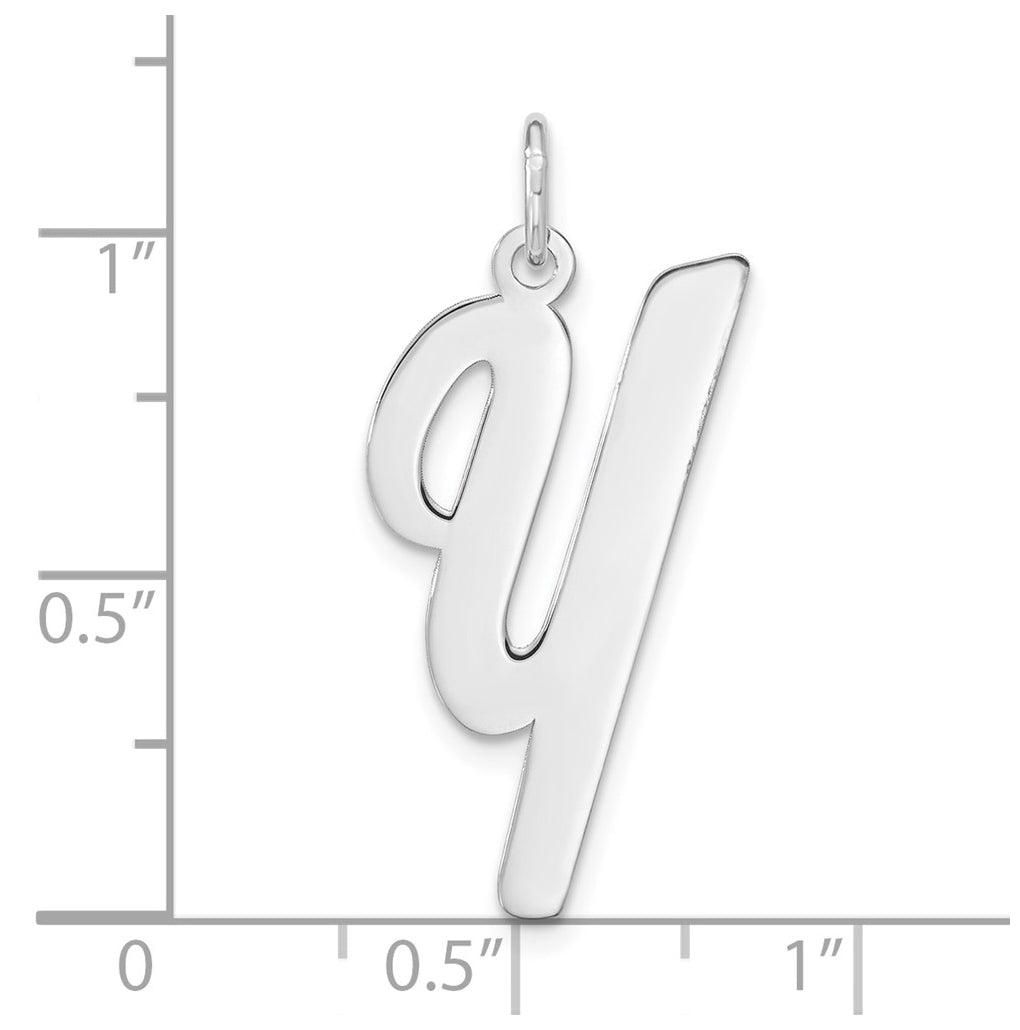 Sterling Silver Rhodium-plated Script Letter Initial Charm – Elegant Jewelry Gift for Birthday, Anniversary, Engagement, Wedding