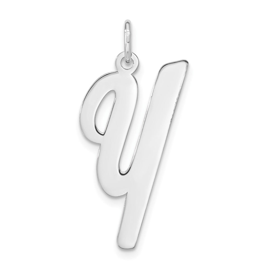 Sterling Silver Rhodium-plated Script Letter Initial Charm – Elegant Jewelry Gift for Birthday, Anniversary, Engagement, Wedding
