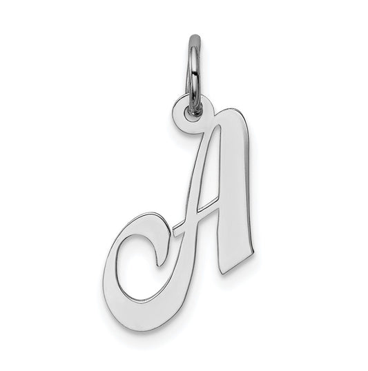 Sterling Silver Rhodium-plated Fancy Script Letter Y Initial Charm