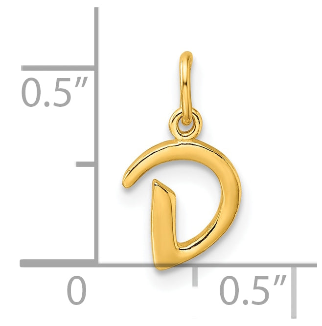 Sterling Silver Gold-tone Polished Letter D Initial Charm