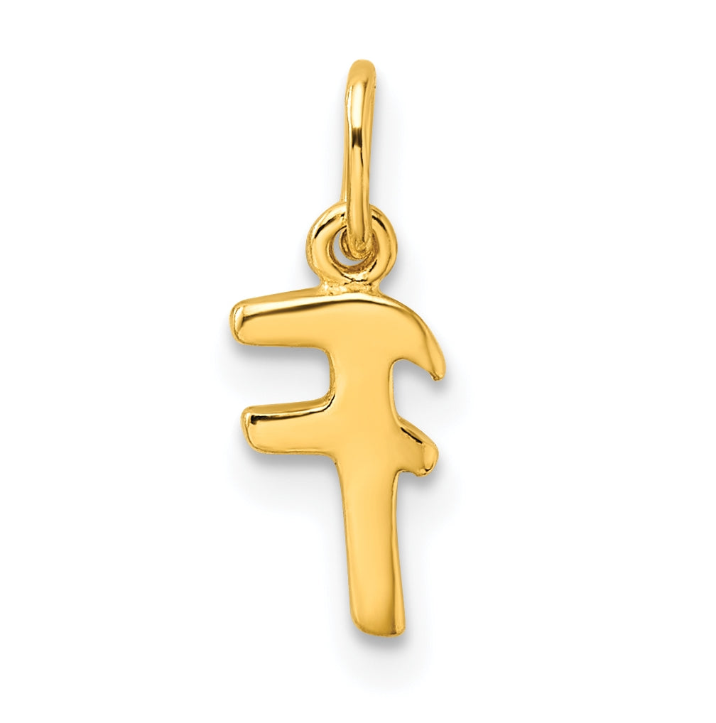 Sterling Silver Gold-tone Polished Letter F Initial Charm