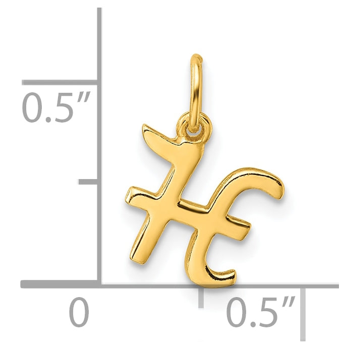 Sterling Silver Gold-tone Polished Letter H Initial Charm