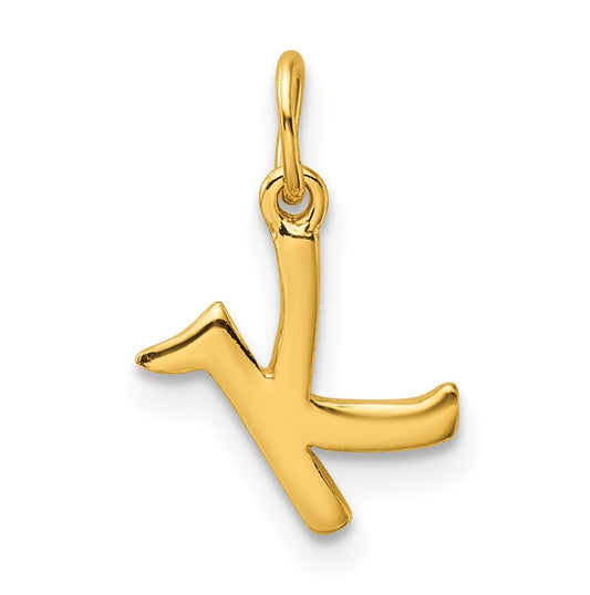 Sterling Silver Gold-tone Polished Letter K Initial Charm
