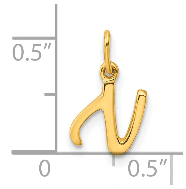Sterling Silver Gold-tone Polished Letter N Initial Charm