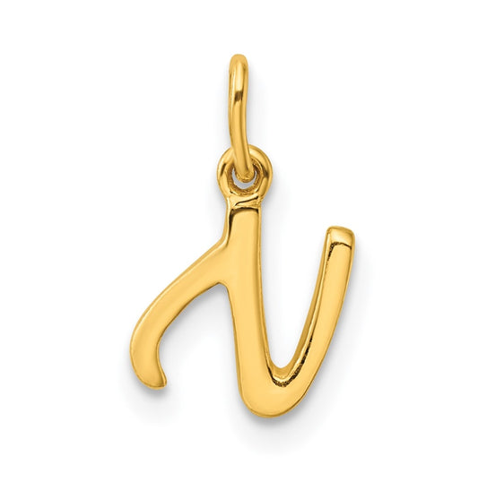 Sterling Silver Gold-tone Polished Letter N Initial Charm