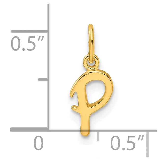 Sterling Silver Gold-tone Polished Letter P Initial Charm