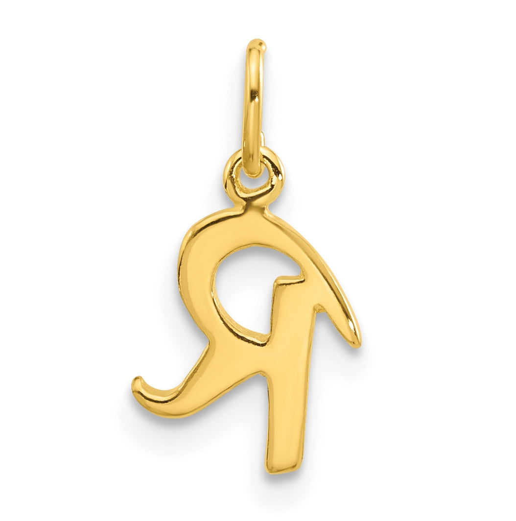 Sterling Silver Gold-tone Polished Letter R Initial Charm