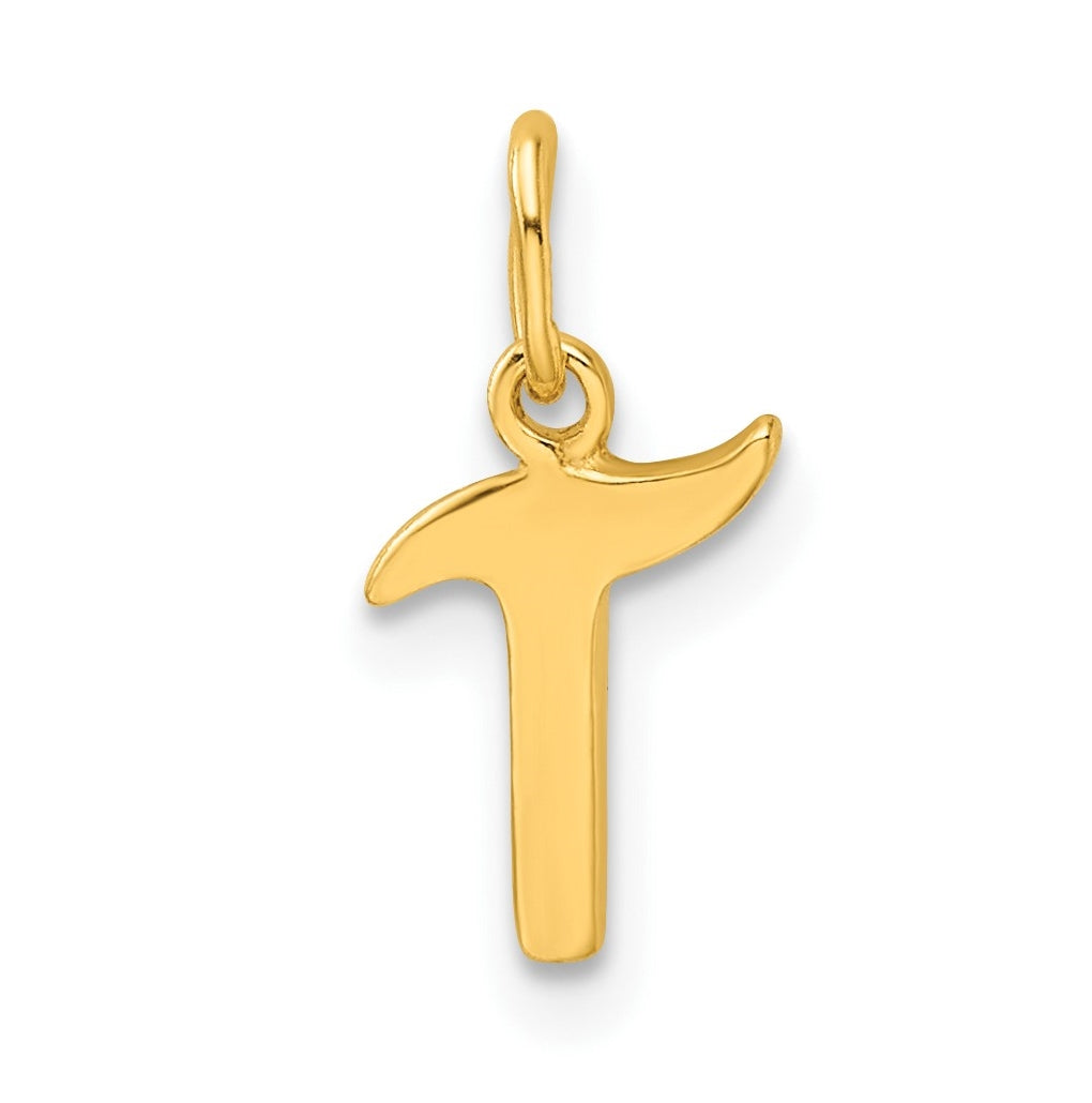 Sterling Silver Gold-tone Polished Letter T Initial Charm