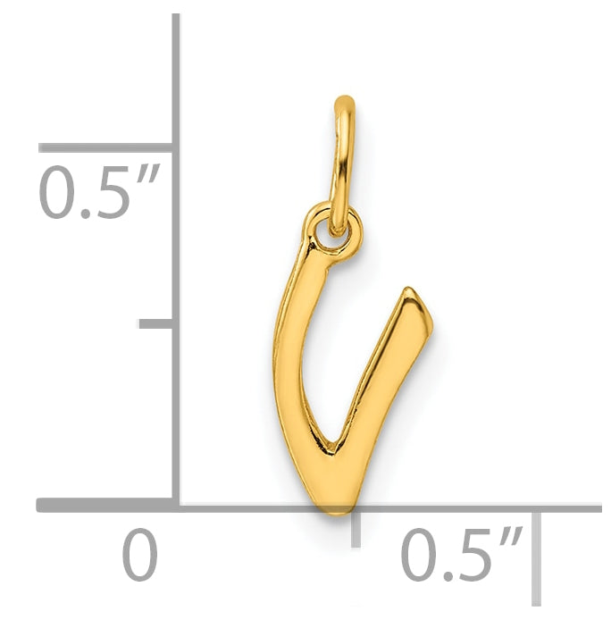 Sterling Silver Gold-tone Polished Letter V Initial Charm