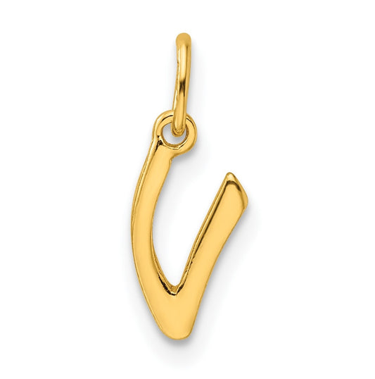 Sterling Silver Gold-tone Polished Letter V Initial Charm