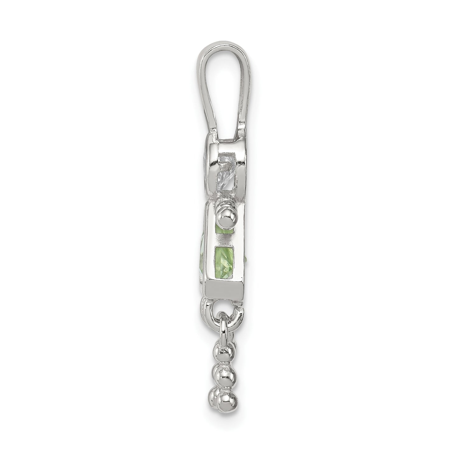 Sterling Silver Rhodium plated Cubic Zirconia & August Glass Girl Pendant