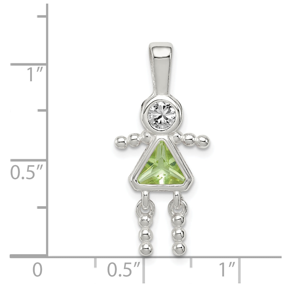 Sterling Silver Rhodium plated Cubic Zirconia & August Glass Girl Pendant