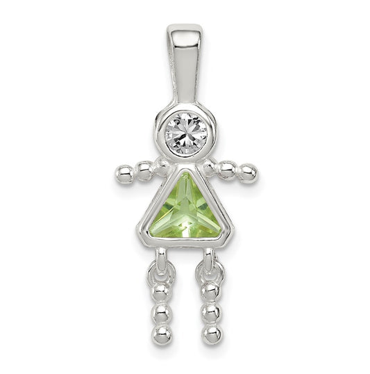 Sterling Silver Rhodium plated Cubic Zirconia & August Glass Girl Pendant