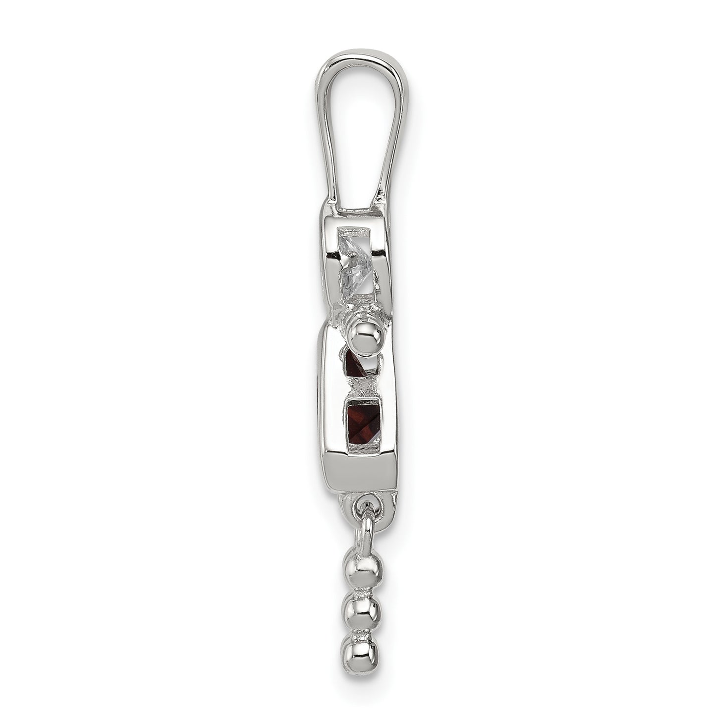 Sterling Silver Rhodium plated Cubic Zirconia & February Glass Girl Pendant