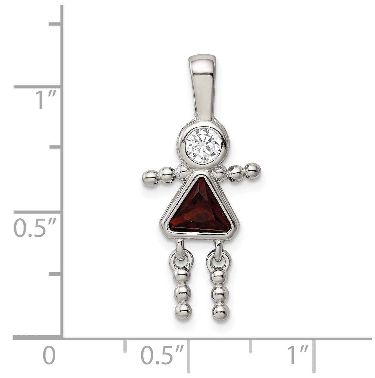Sterling Silver Rhodium plated Cubic Zirconia & January Glass Girl Pendant