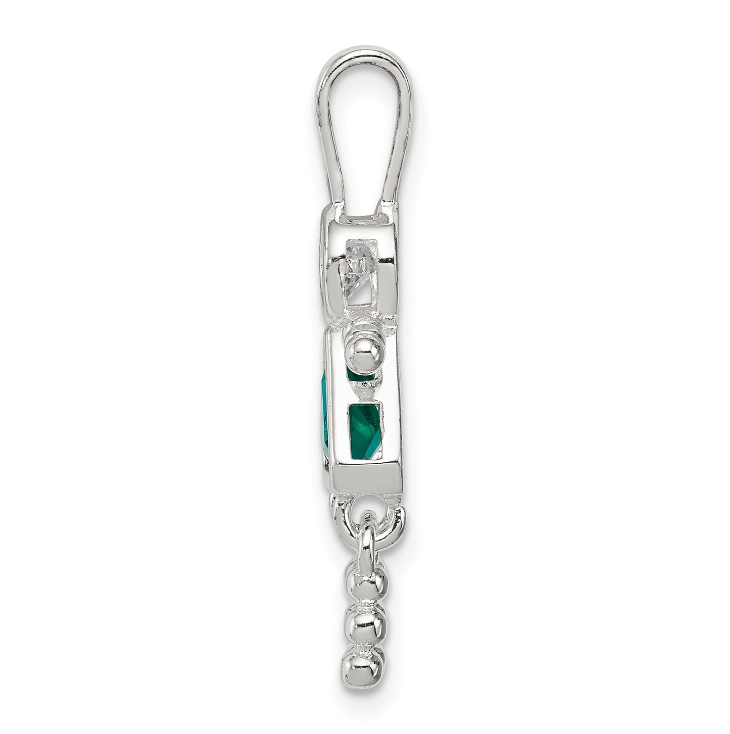 Sterling Silver Rhodium plated Cubic Zirconia & May Glass Girl Pendant