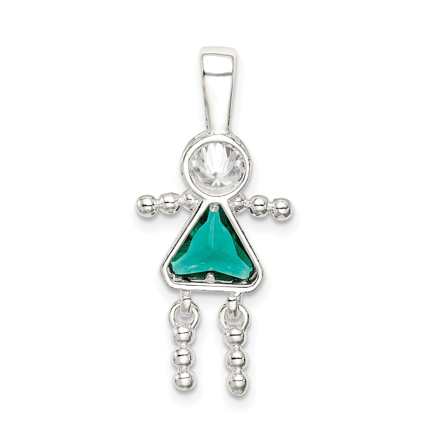 Sterling Silver Rhodium plated Cubic Zirconia & May Glass Girl Pendant