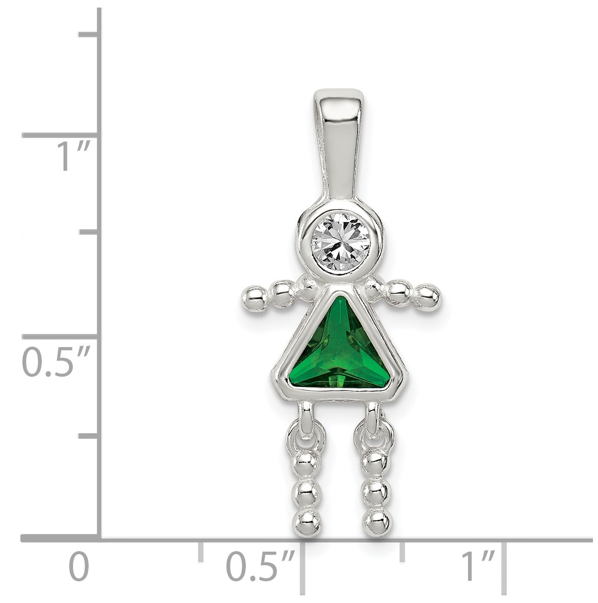 Sterling Silver Rhodium plated Cubic Zirconia & May Glass Girl Pendant