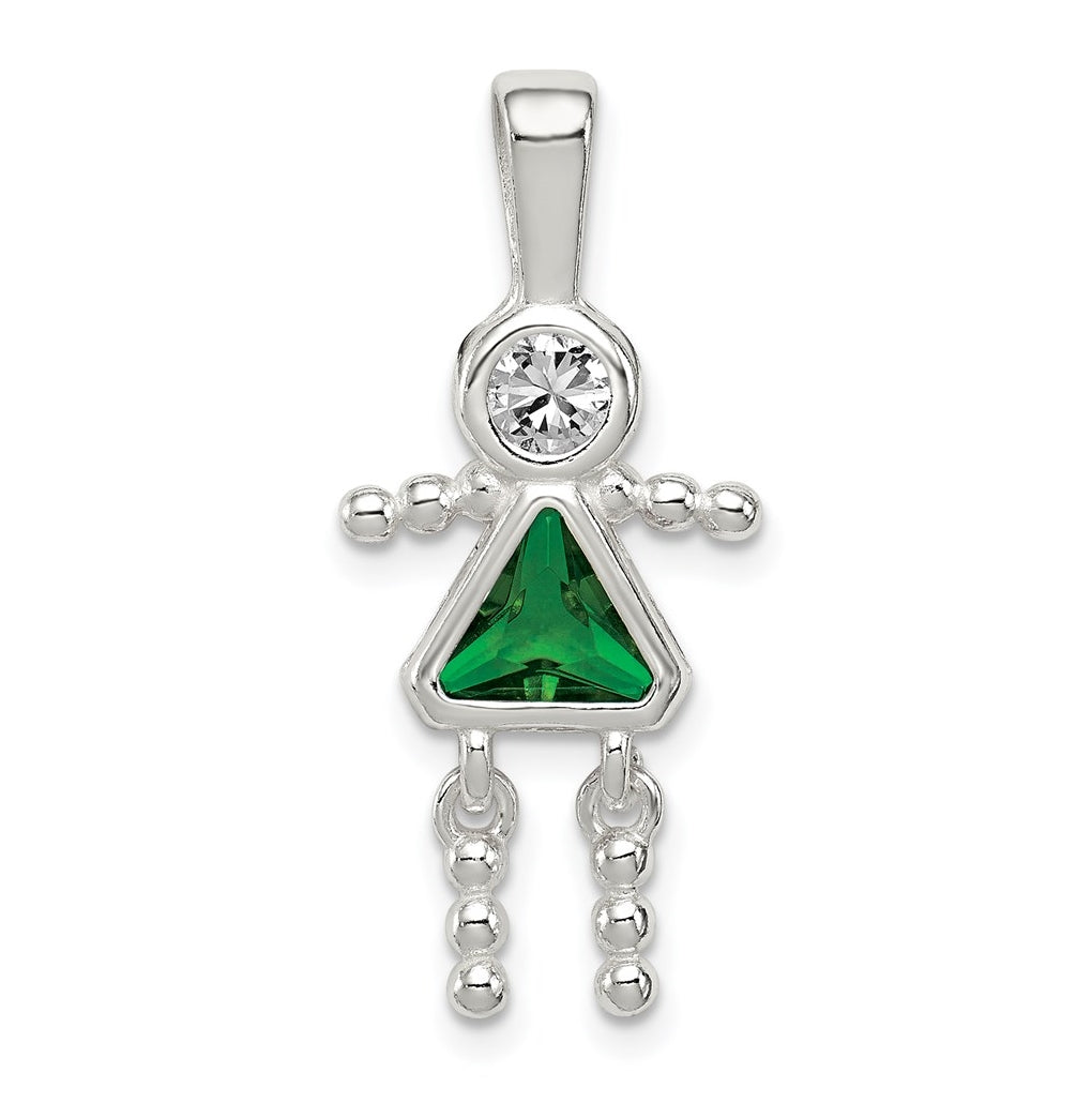Sterling Silver Rhodium plated Cubic Zirconia & May Glass Girl Pendant