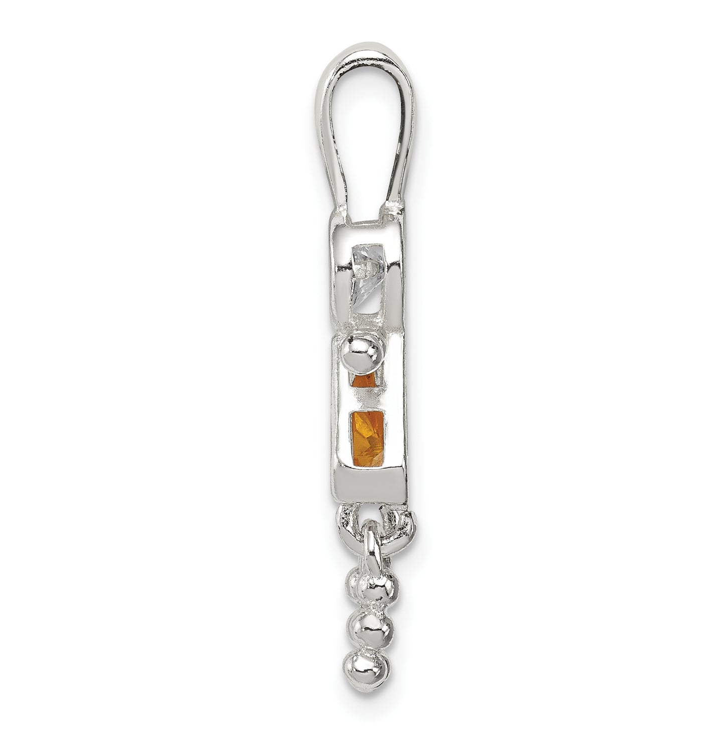 Sterling Silver Rhodium plated Cubic Zirconia & November Glass Girl Pendant