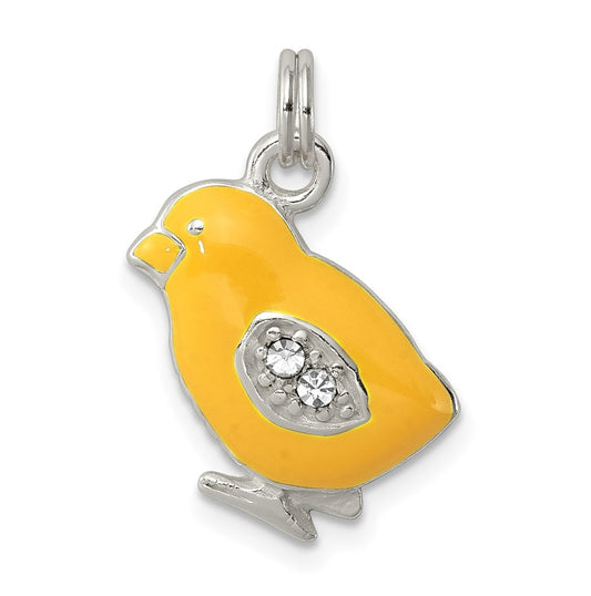 Sterling Silver Preciosa Crystal Enameled Yellow Baby Chick Charm