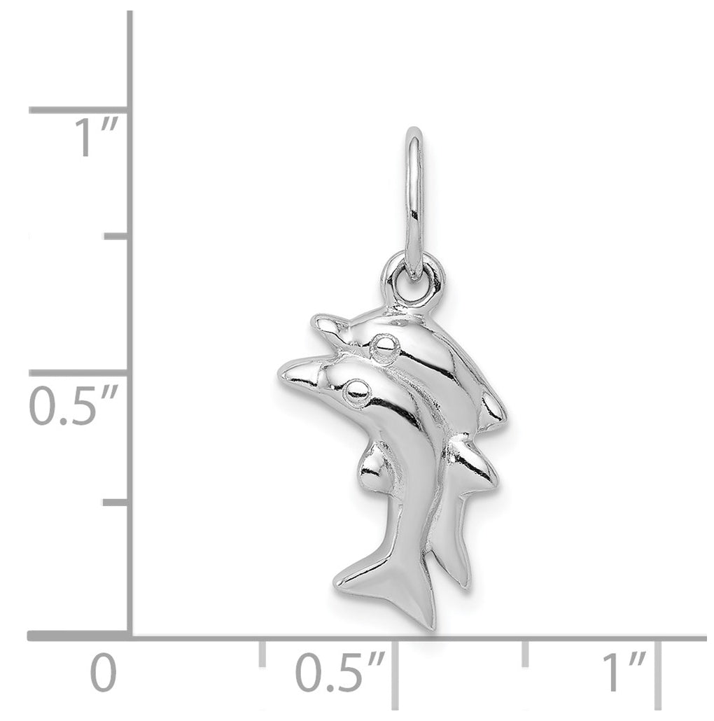 Sterling Silver Rhodium-plated Polished Dolphin Charm – Elegant Jewelry Gift for Birthday, Anniversary, Engagement, Wedding