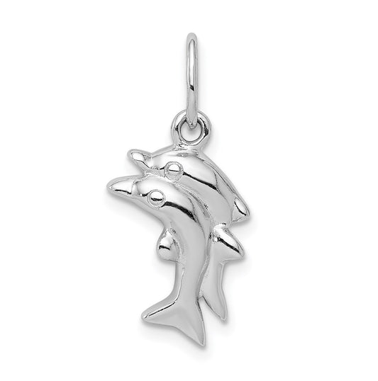 Sterling Silver Rhodium-plated Polished Dolphin Charm – Elegant Jewelry Gift for Birthday, Anniversary, Engagement, Wedding