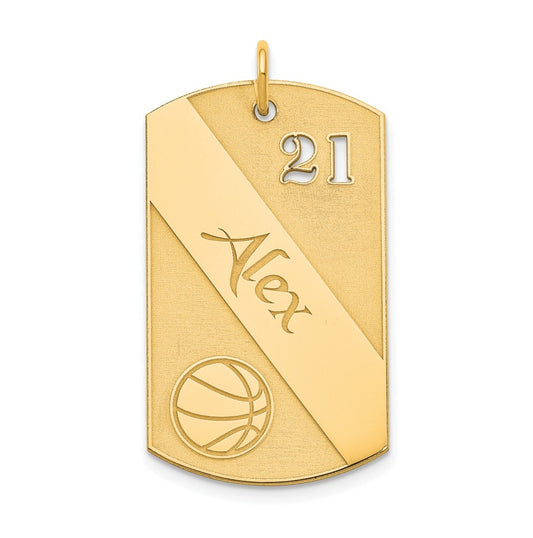 SS/Gold-plated Personalized Basketball Dog Tag Charm