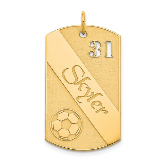 SS/Gold-plated Personalized Soccer Ball Dog Tag Charm