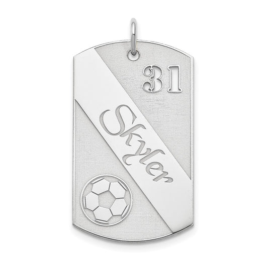 SS/Rhodium-plated Personalized Soccer Ball Dog Tag Charm