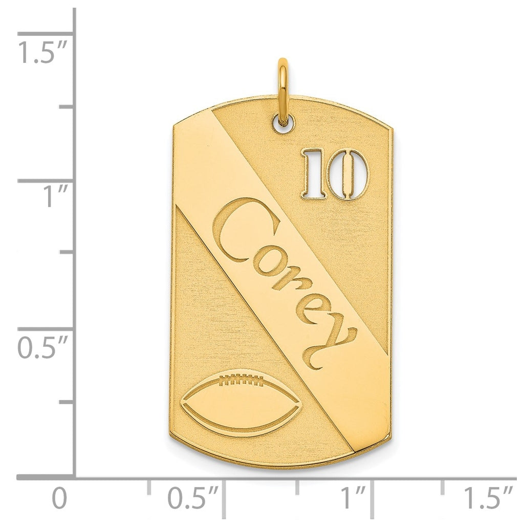 SS/Gold-plated Personalized Football Dog Tag Charm