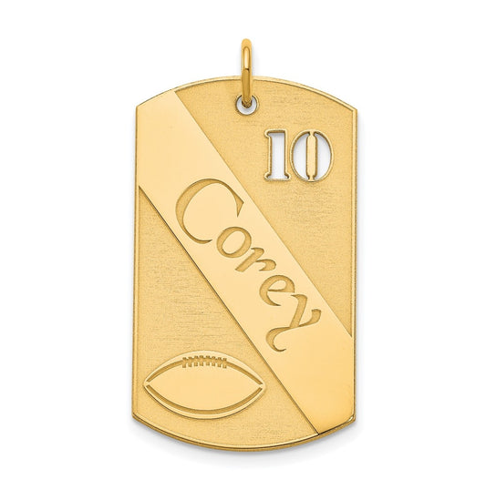 SS/Gold-plated Personalized Football Dog Tag Charm