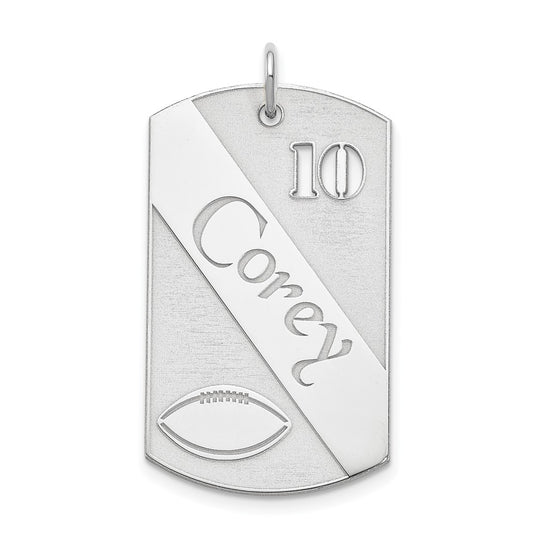 SS/Rhodium-plated Personalized Football Dog Tag Charm