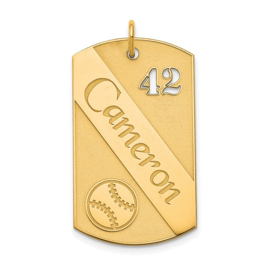 SS/Gold-plated Personalized Baseball Dog Tag Charm