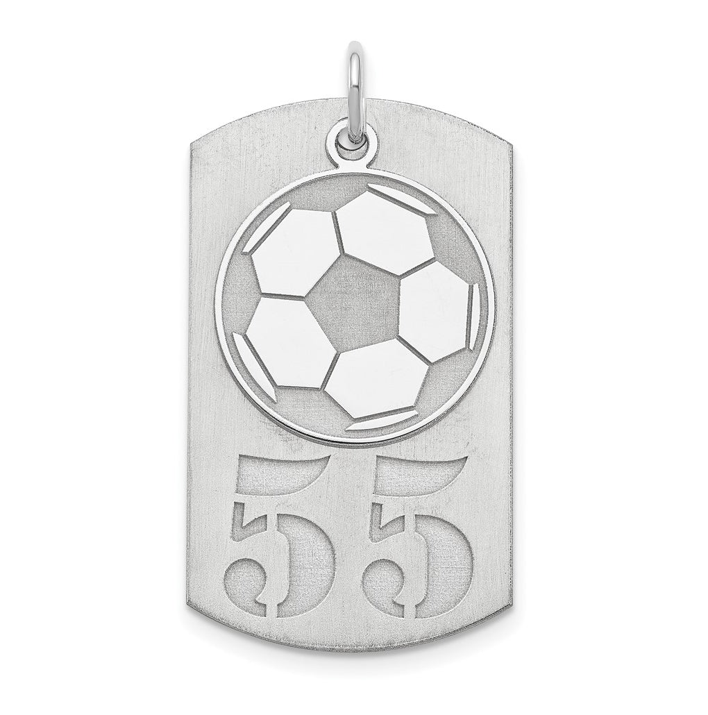 SS/Rhodium-plated Personalized 2-Piece Soccer Ball Dog Tag Charm