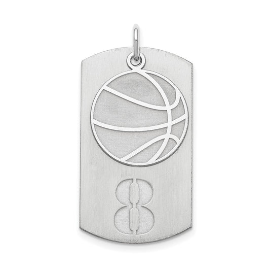 SS/Rhodium-plated Personalized 2-Piece Basketball Dog Tag Charm