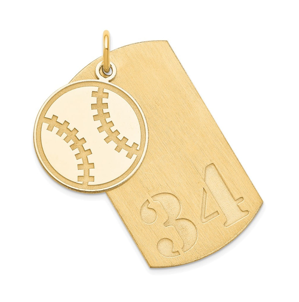 SS/Gold-plated Personalized 2-piece Baseball Dog Tag Charm