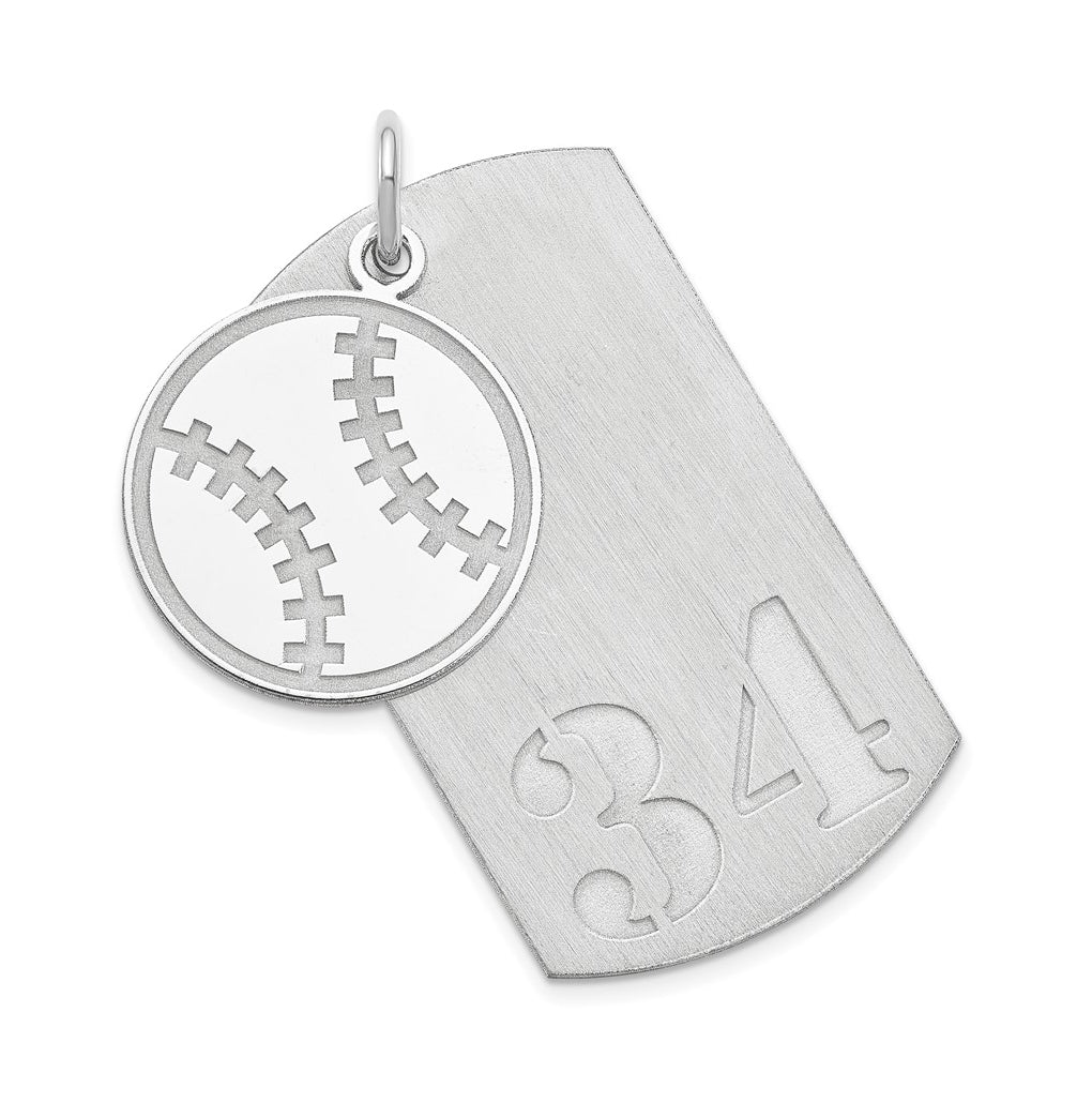 SS/Rhodium-plated Personalized 2-piece Baseball Dog Tag Charm