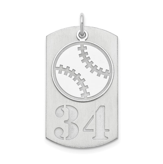 SS/Rhodium-plated Personalized 2-piece Baseball Dog Tag Charm