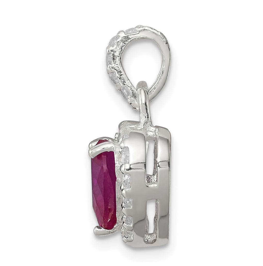 Sterling Silver Red Cubic Zirconia Heart Pendant – Elegant Jewelry Gift for Birthday, Anniversary, Engagement, Wedding