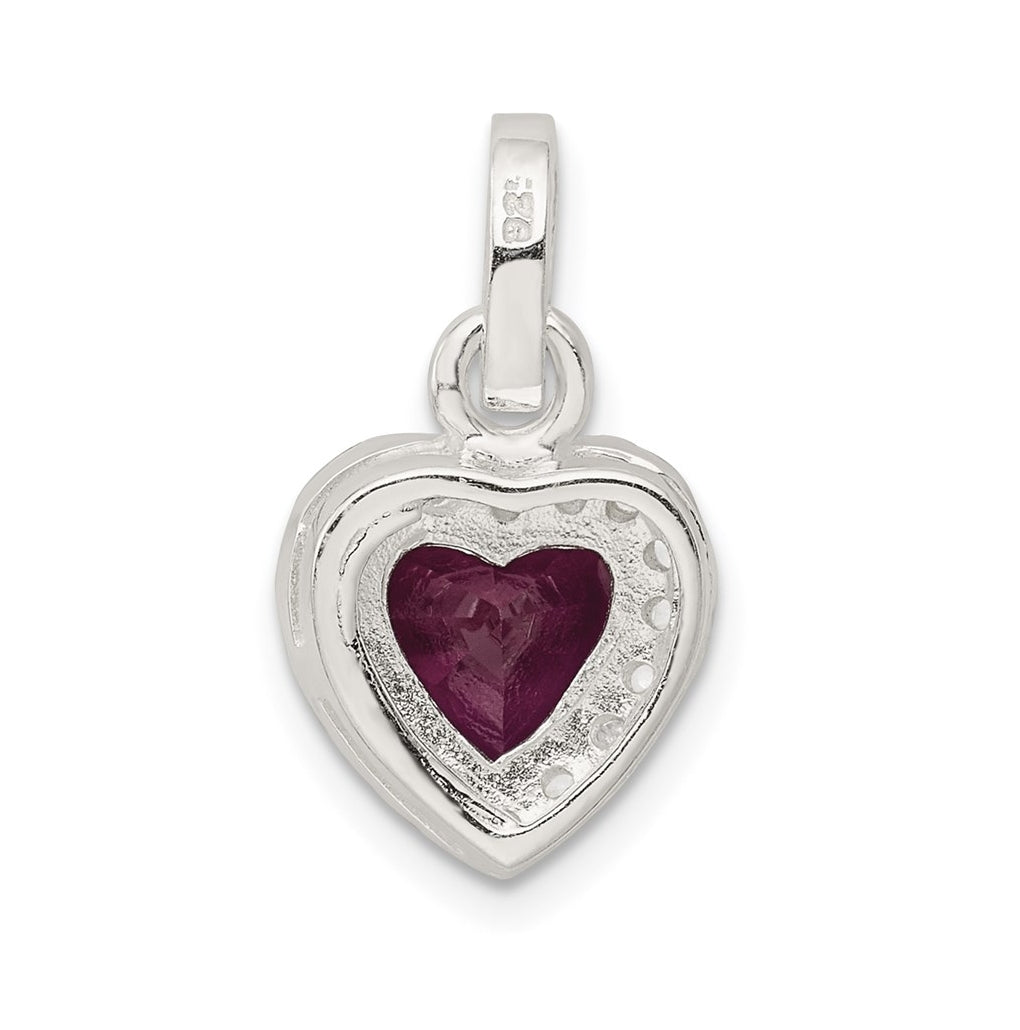 Sterling Silver Red Cubic Zirconia Heart Pendant – Elegant Jewelry Gift for Birthday, Anniversary, Engagement, Wedding