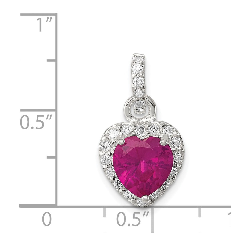 Sterling Silver Red Cubic Zirconia Heart Pendant – Elegant Jewelry Gift for Birthday, Anniversary, Engagement, Wedding