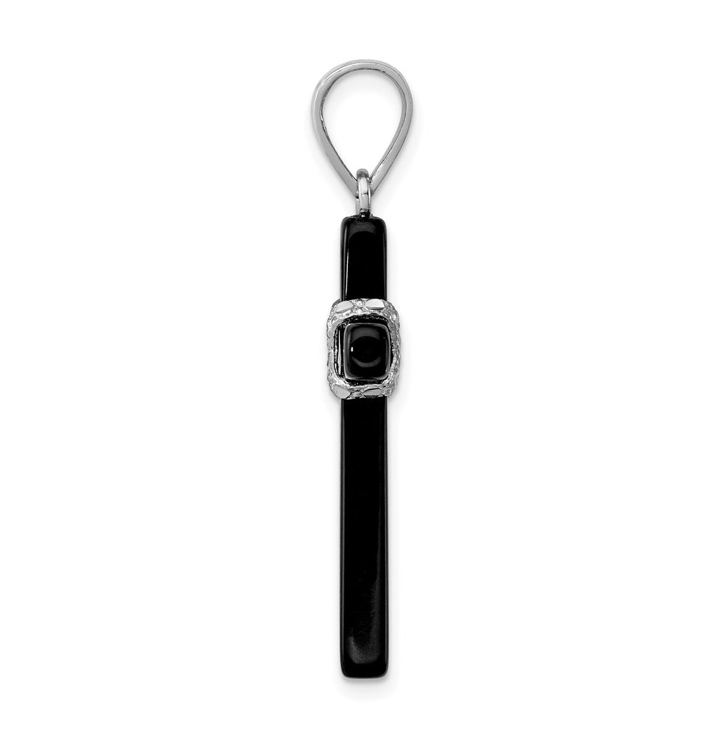 Sterling Silver Rhodium-plated Onyx Cross Pendant – Elegant Jewelry Gift for Birthday, Anniversary, Engagement, Wedding