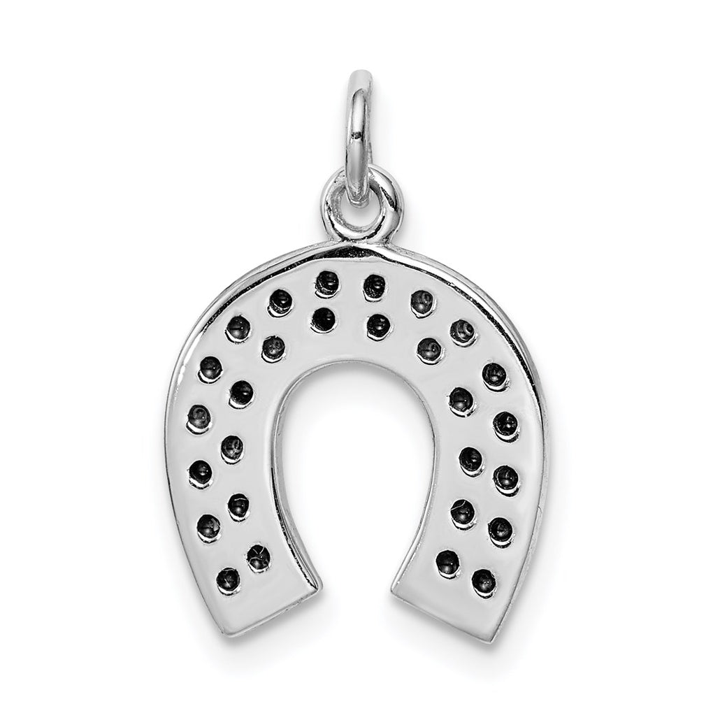 Sterling Silver Rhodium-plated Horseshoe w/Crystal Pendant – Elegant Jewelry Gift for Birthday, Anniversary, Engagement, Wedding
