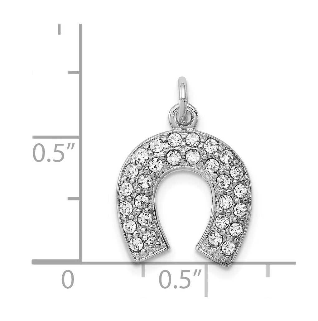 Sterling Silver Rhodium-plated Horseshoe w/Crystal Pendant – Elegant Jewelry Gift for Birthday, Anniversary, Engagement, Wedding