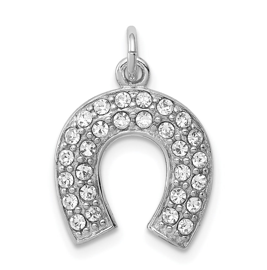Sterling Silver Rhodium-plated Horseshoe w/Crystal Pendant – Elegant Jewelry Gift for Birthday, Anniversary, Engagement, Wedding