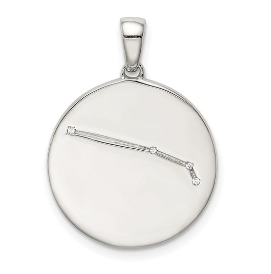 Sterling Silver Rhodium plated & Cubic Zirconia Aries Zodiac Pendant